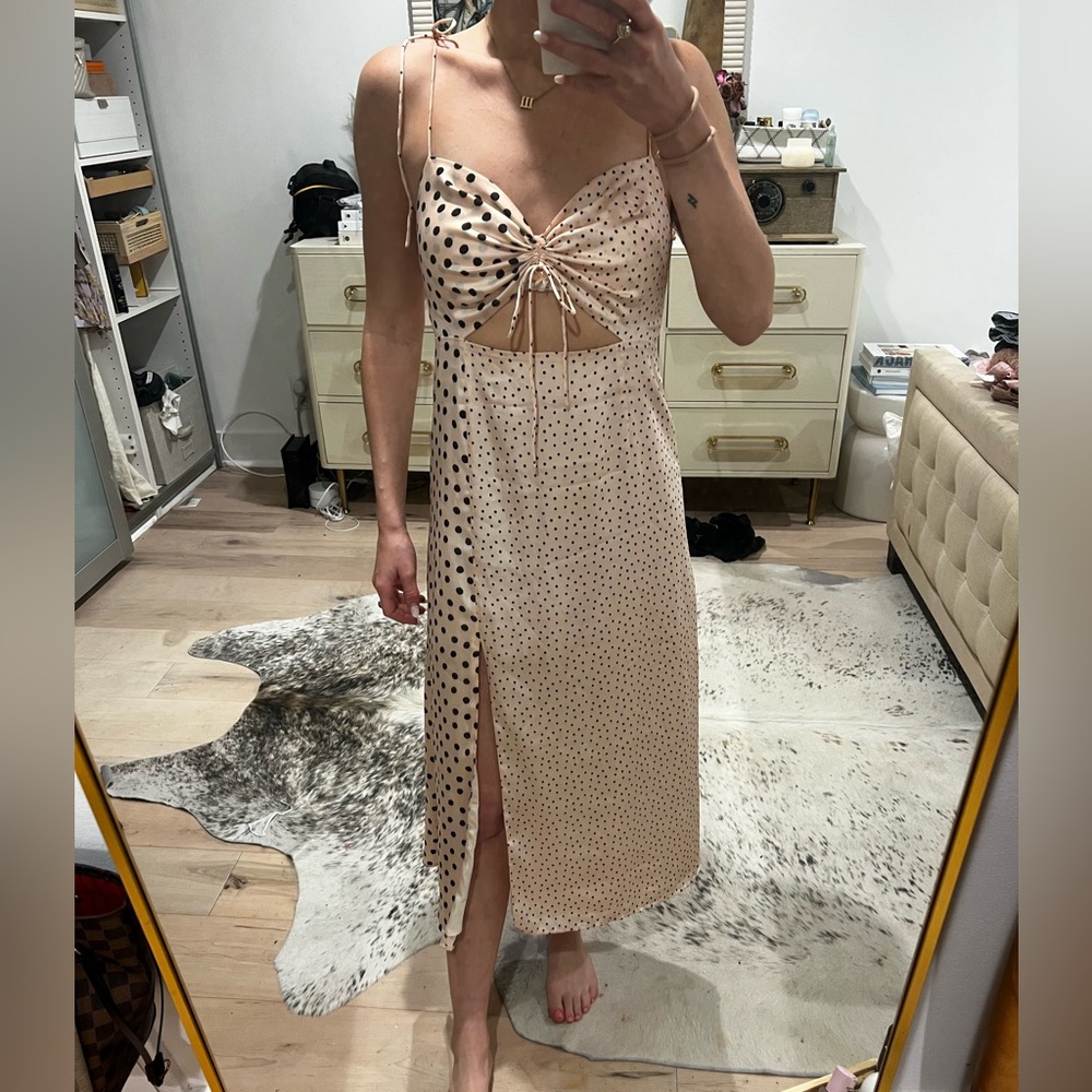 Privacy Please x Revolve Midi Dress Size: XS Color: Nude & Black
